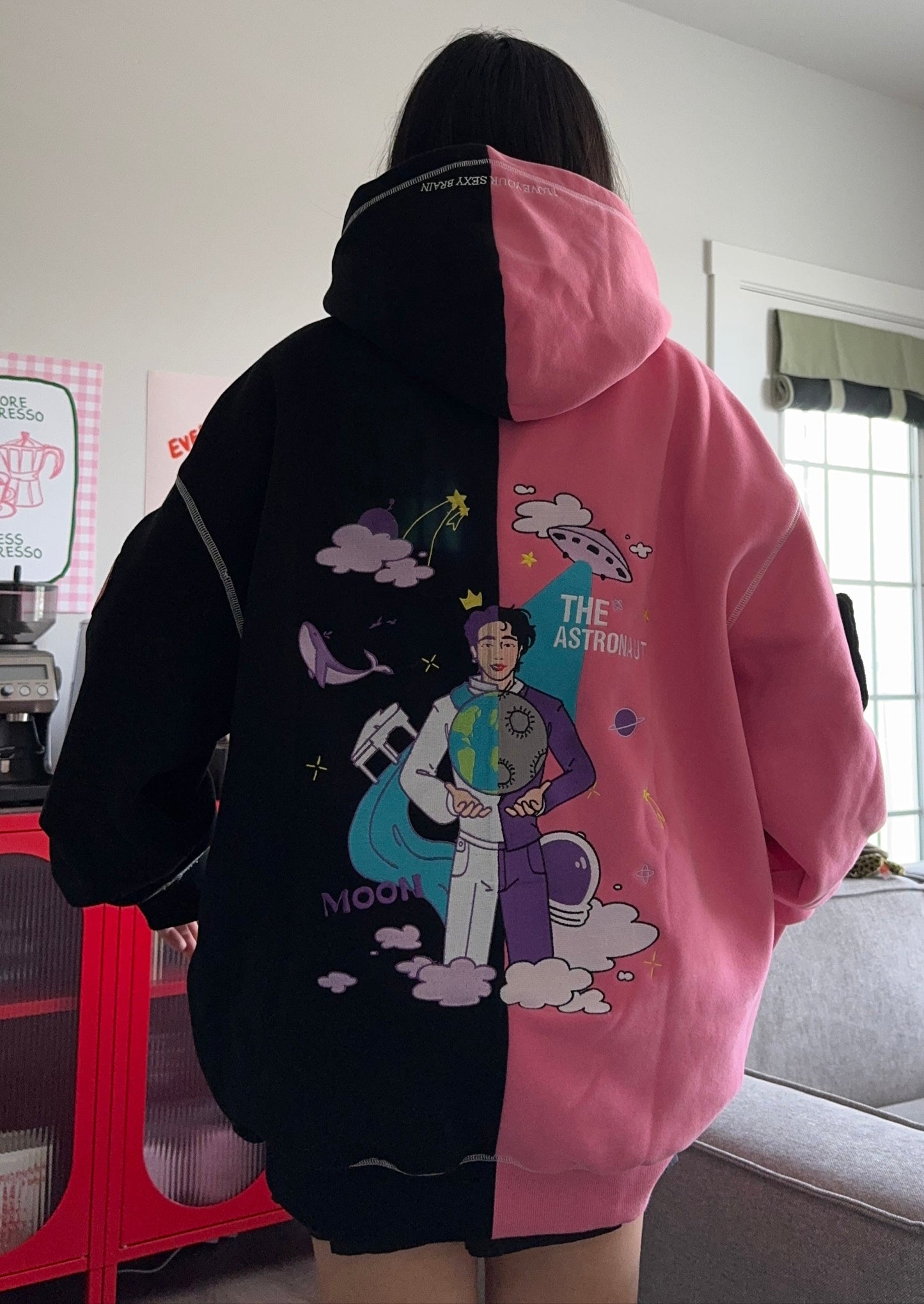 SEOKJIN MOON / THE ASTRONAUT TWO TONE ZIP UP HOODIE