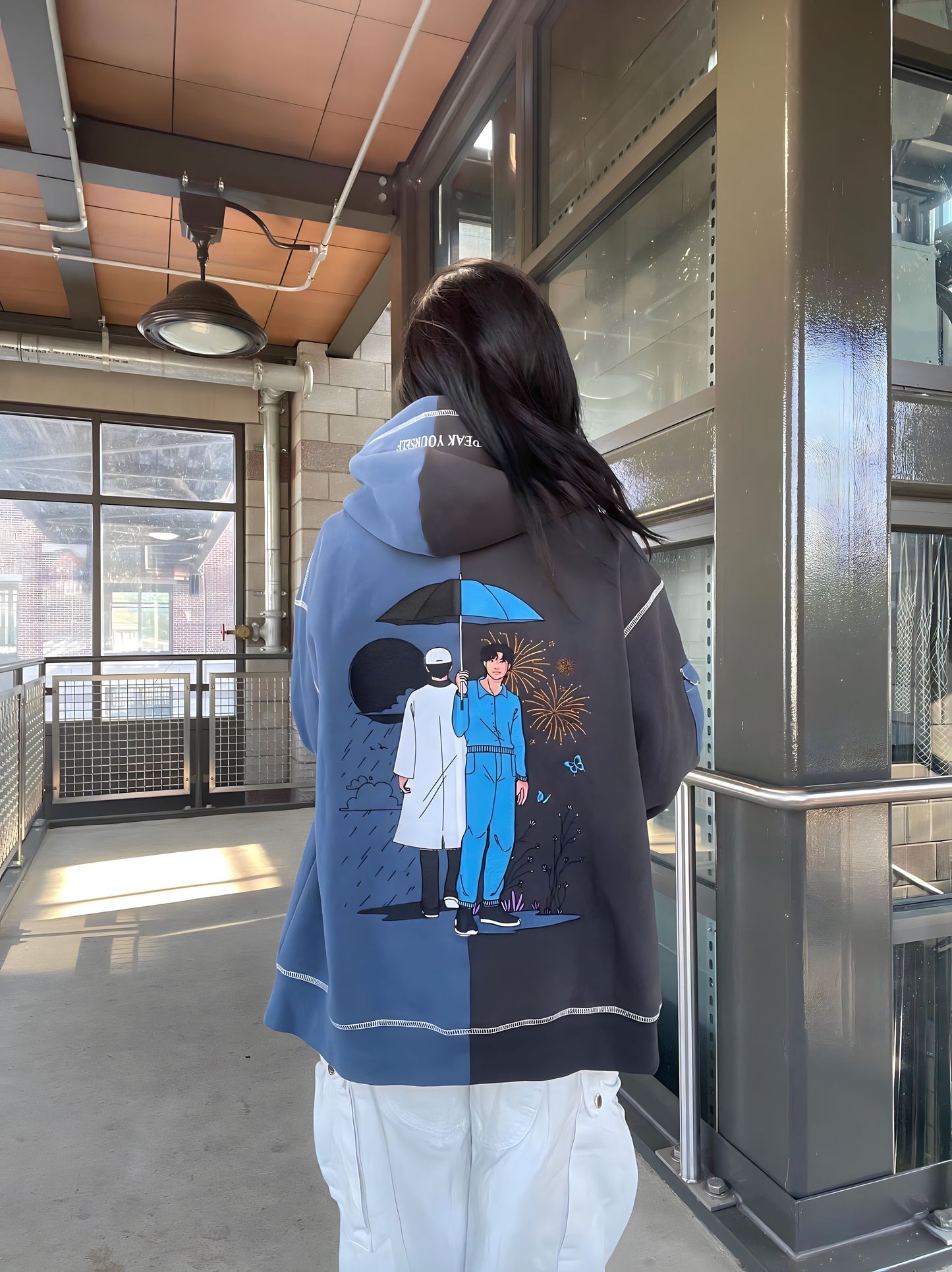 Namjoon INDIGOxMONO two tone Zip Up Hoodie (Pre Order Ships out in 3 months)