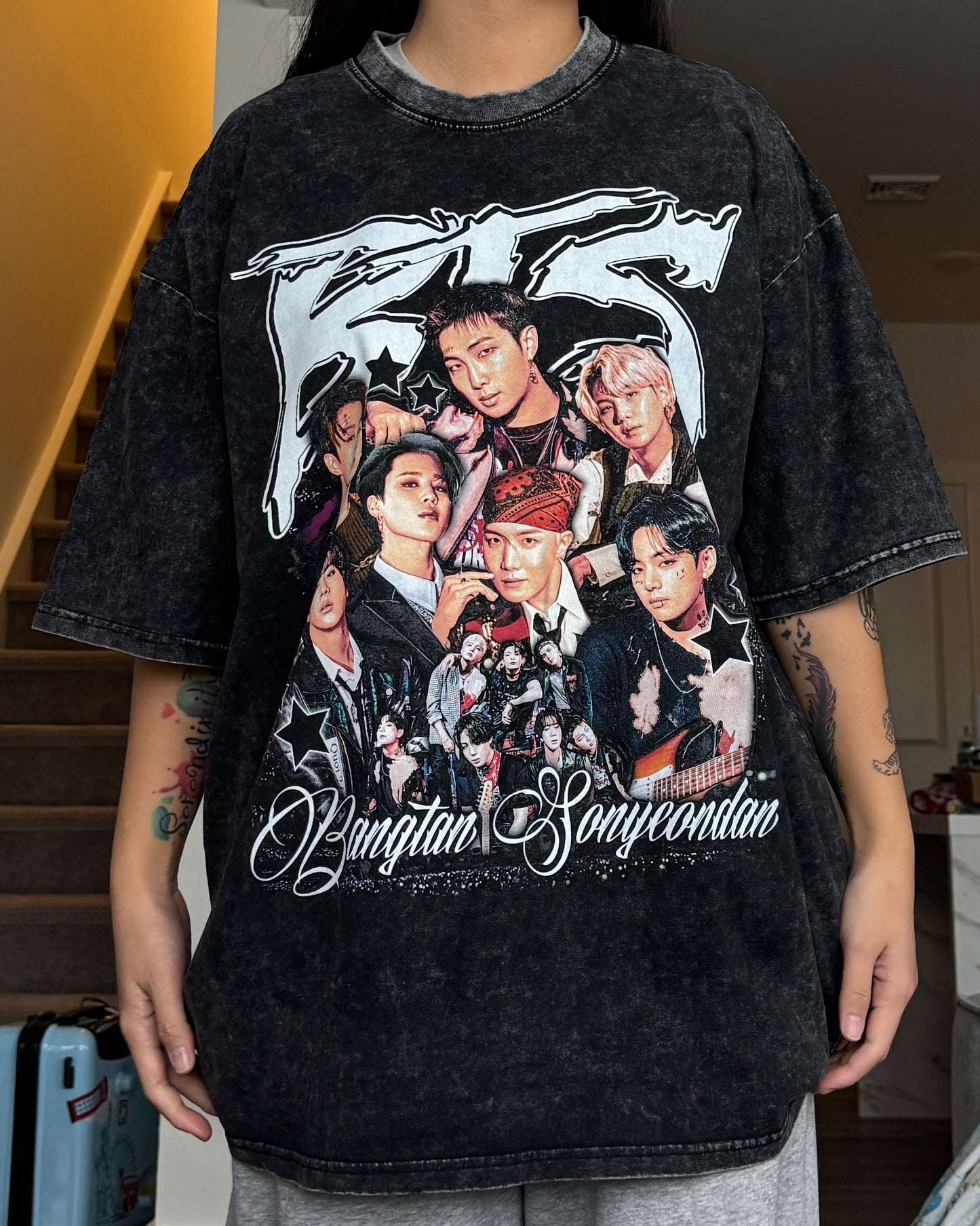 BANGTAN Graphic Acid Wash Tee (2-4 weeks processing) Read Description