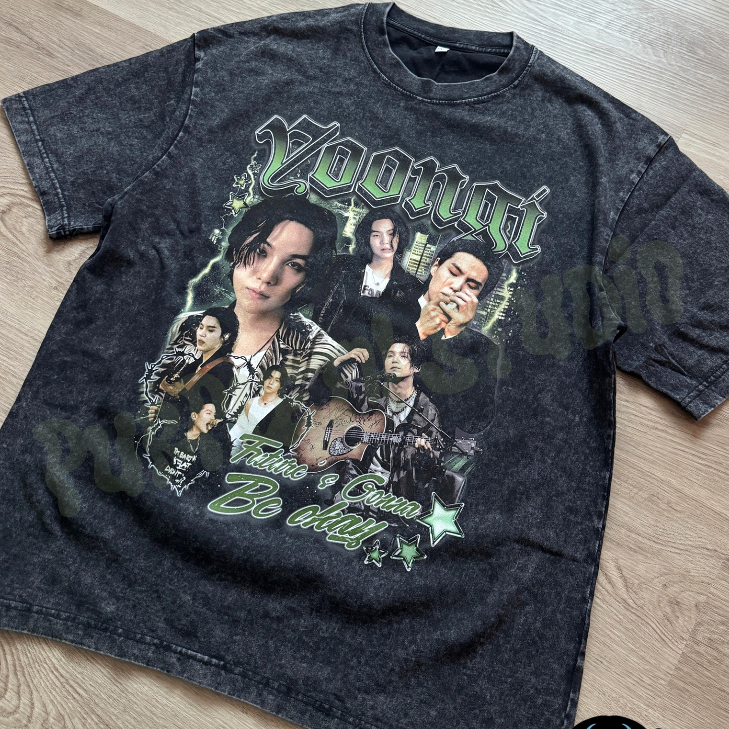 Yoongi Acid Wash Graphic Tee Pick(3-4 weeks processing) READ DESCRIPTION