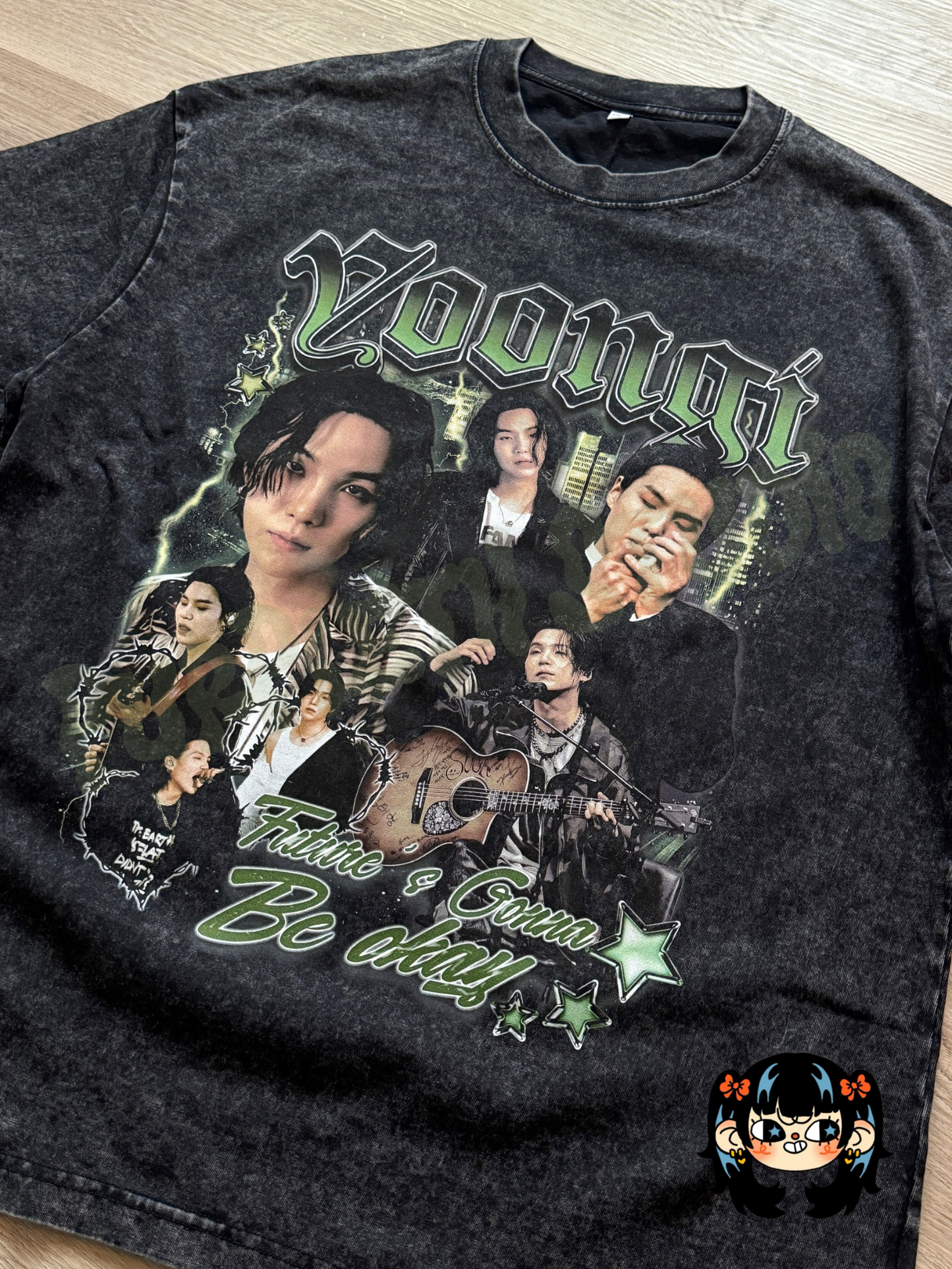 Yoongi Acid Wash Graphic Tee Pick(3-4 weeks processing) READ DESCRIPTION