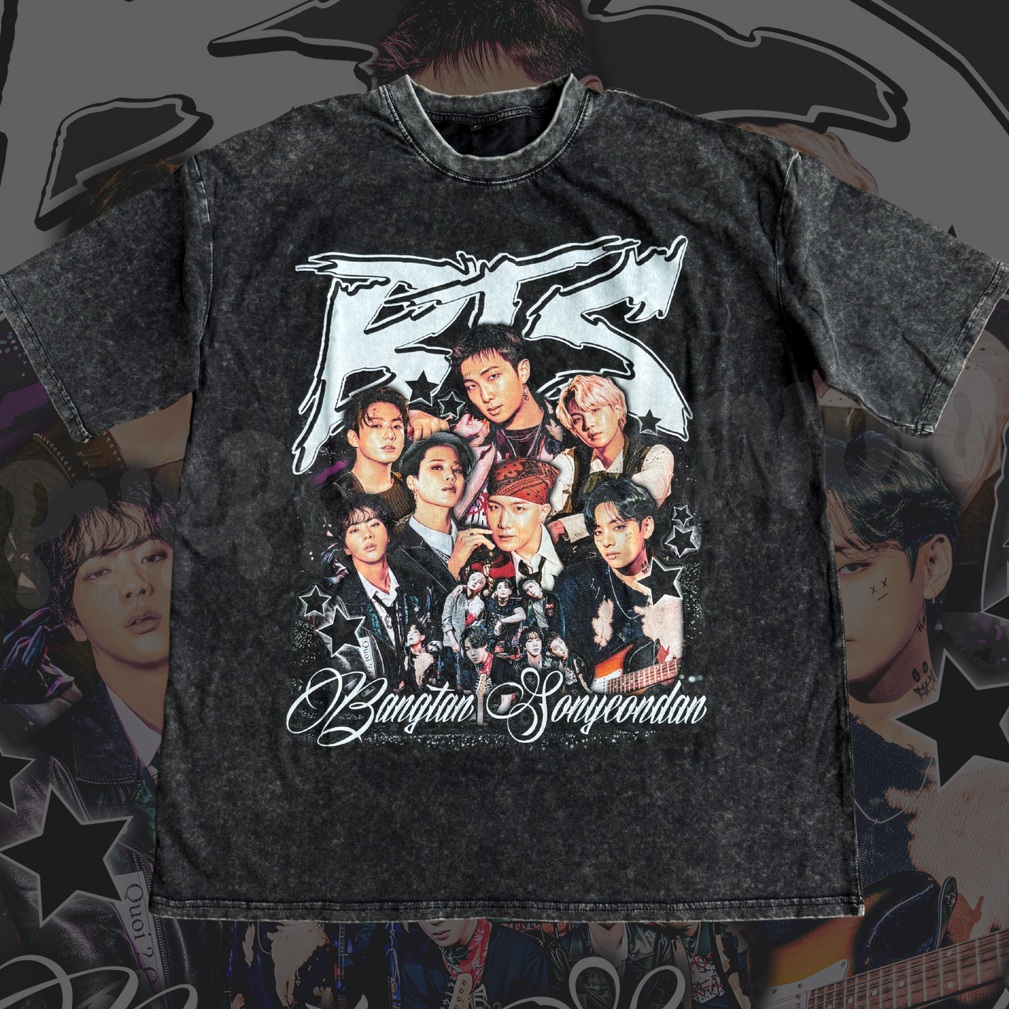 BANGTAN Graphic Acid Wash Tee (2-4 weeks processing) Read Description