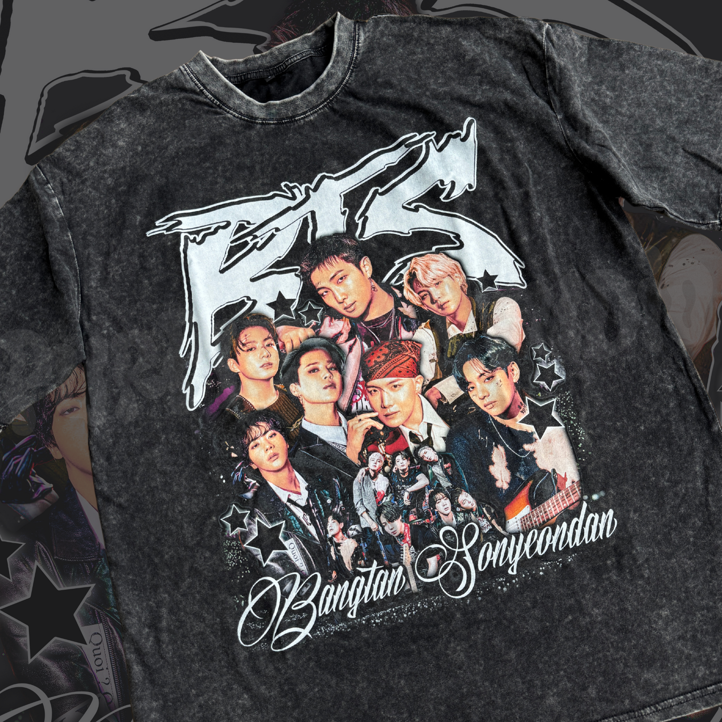 BANGTAN Graphic Acid Wash Tee (2-4 weeks processing) Read Description