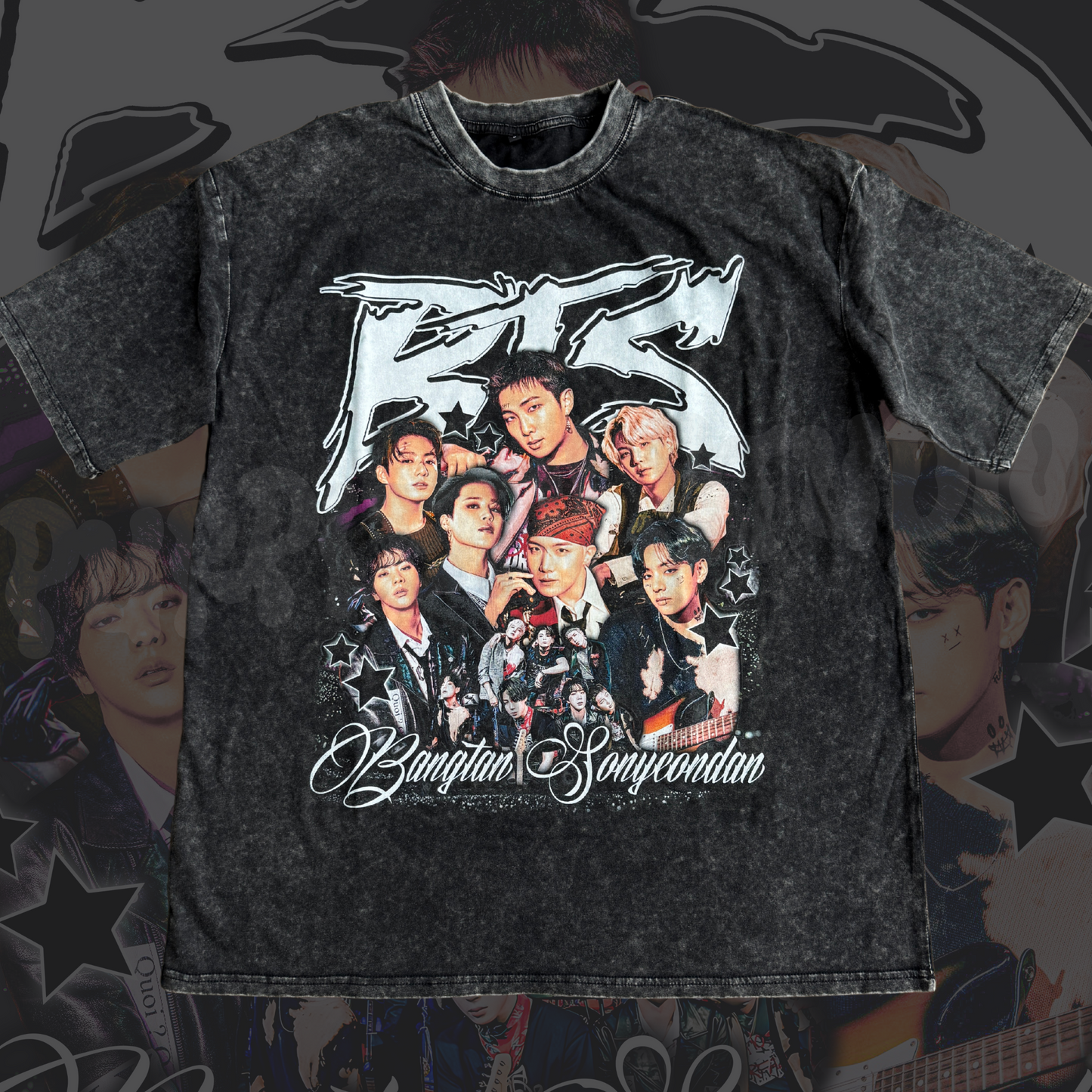 BANGTAN Graphic Acid Wash Tee (2-4 weeks processing) Read Description