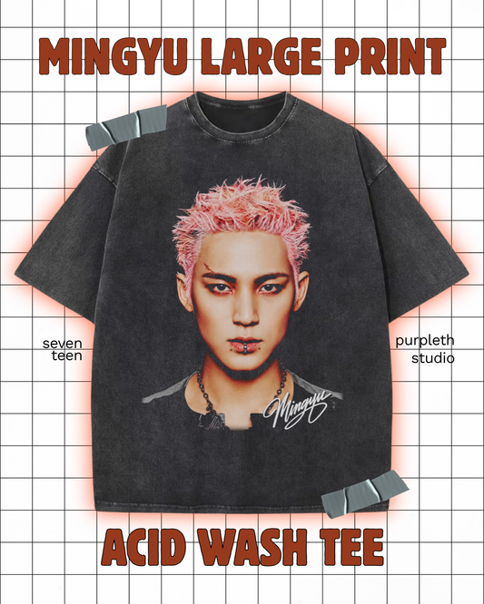 Seventeen Mingyu Jumbo Print Acid Wash Tee