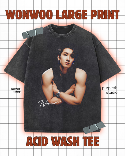 Seventeen Wonwoo Jumbo Print Acid Wash Tee