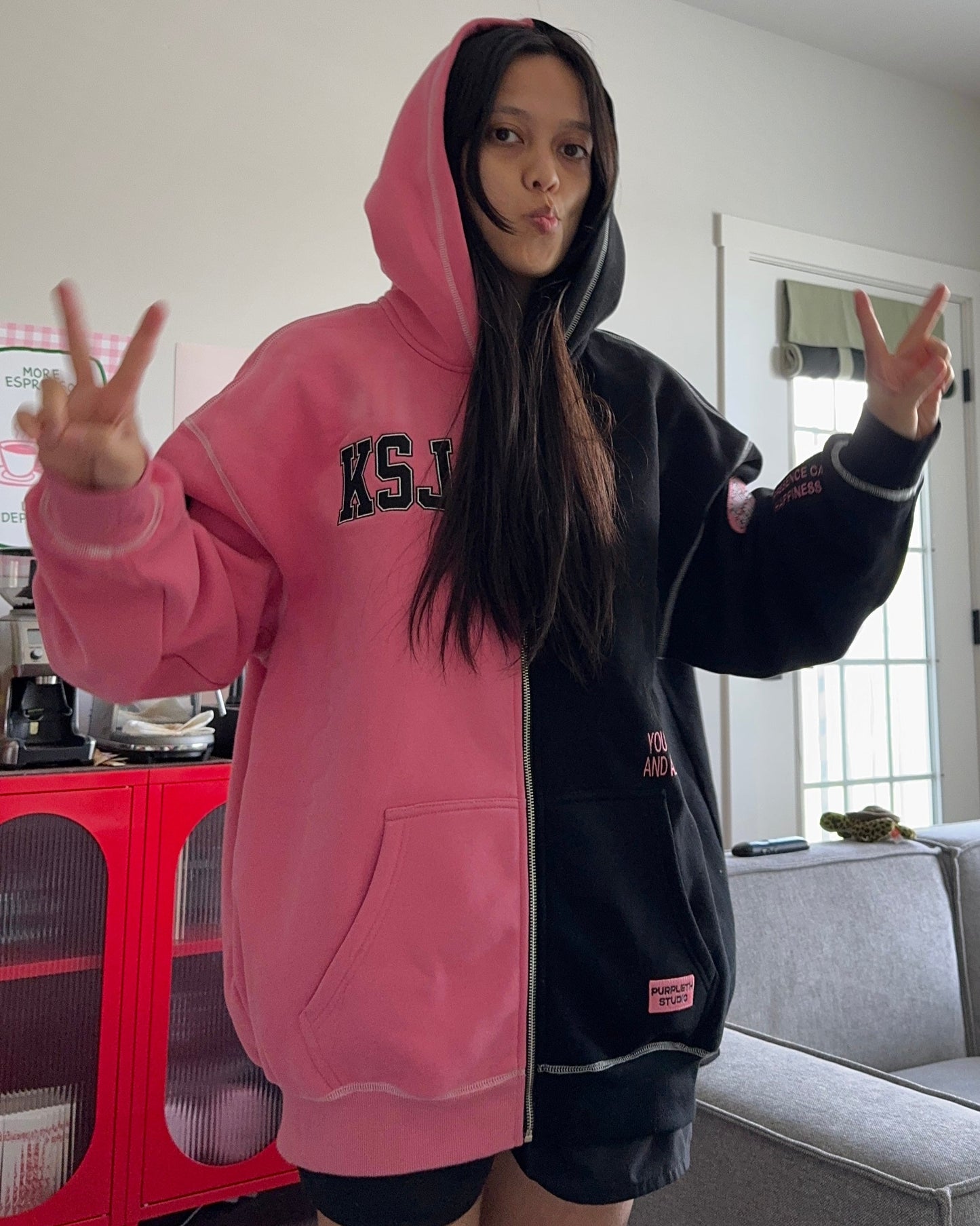 SEOKJIN MOON / THE ASTRONAUT TWO TONE ZIP UP HOODIE