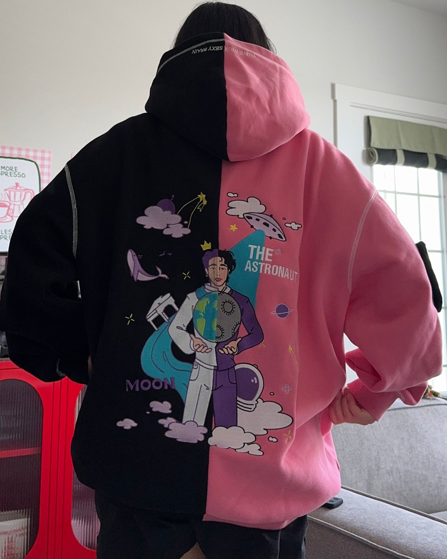 SEOKJIN MOON / THE ASTRONAUT TWO TONE ZIP UP HOODIE