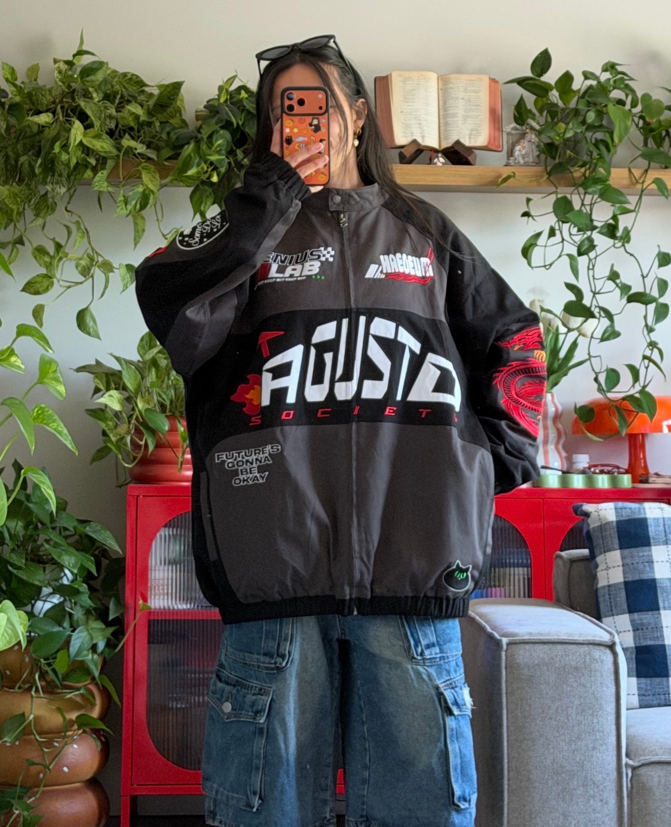 SUGA Inspired Racing Jacket Oversized Fit ( PRE ORDER ) READ THE SIZE CHART and DESCRIPTION