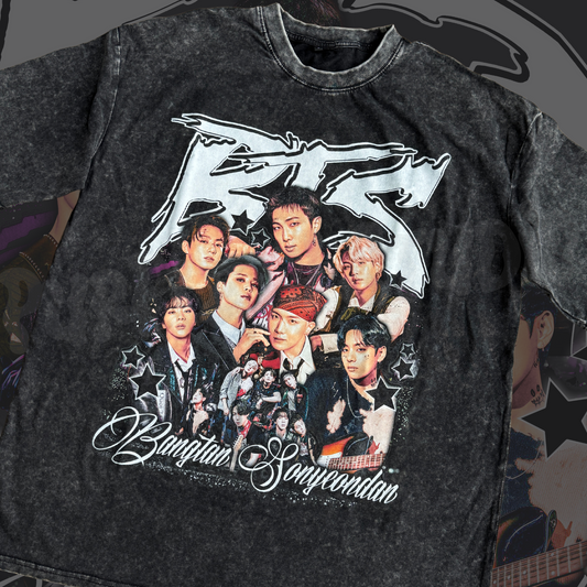 BANGTAN Graphic Acid Wash Tee (2-4 weeks processing) Read Description